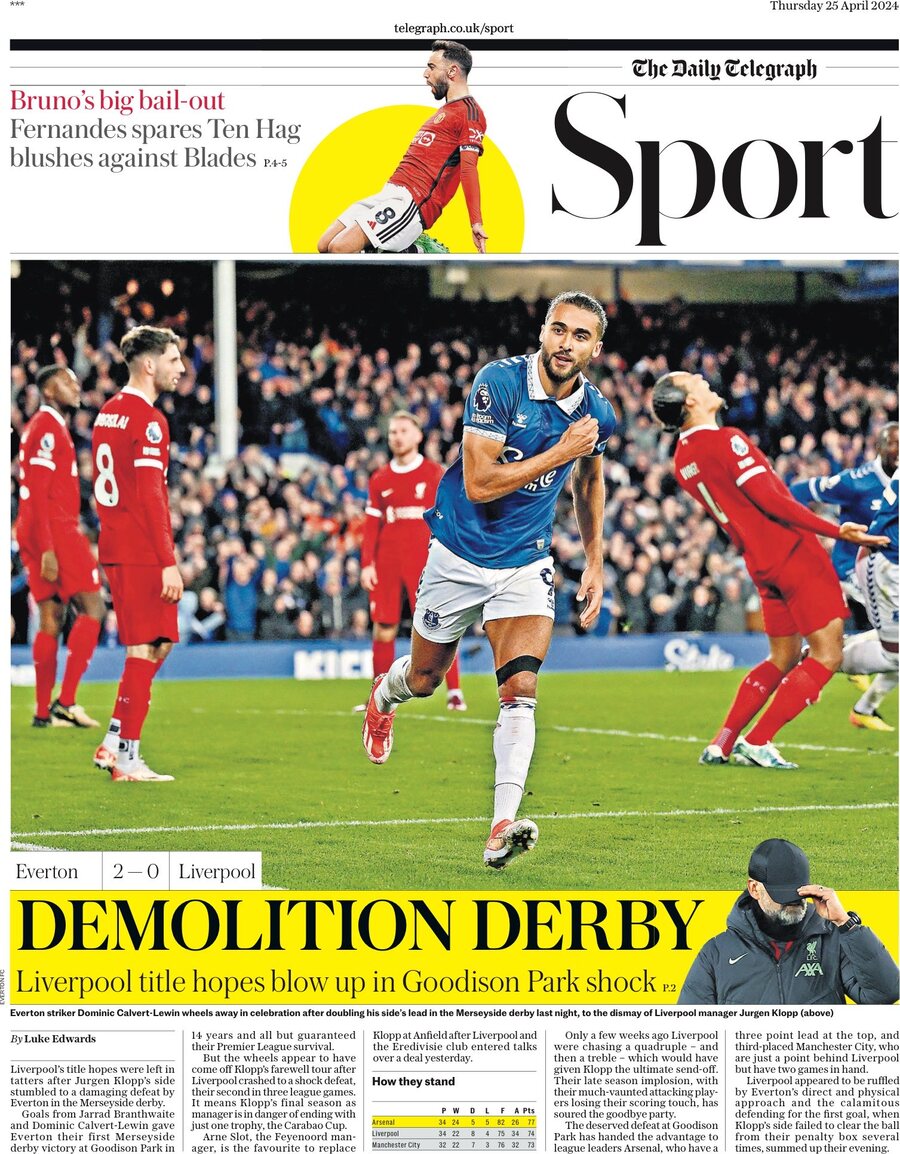 The Daily Telegraph SPORT - Front Page - 04/25/2024