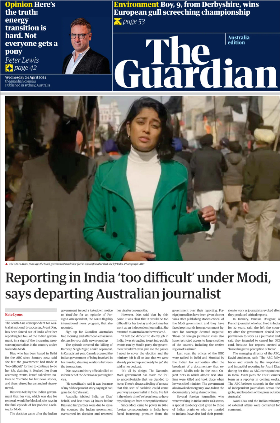 The Guardian Australia - Front Page - 04/24/2024