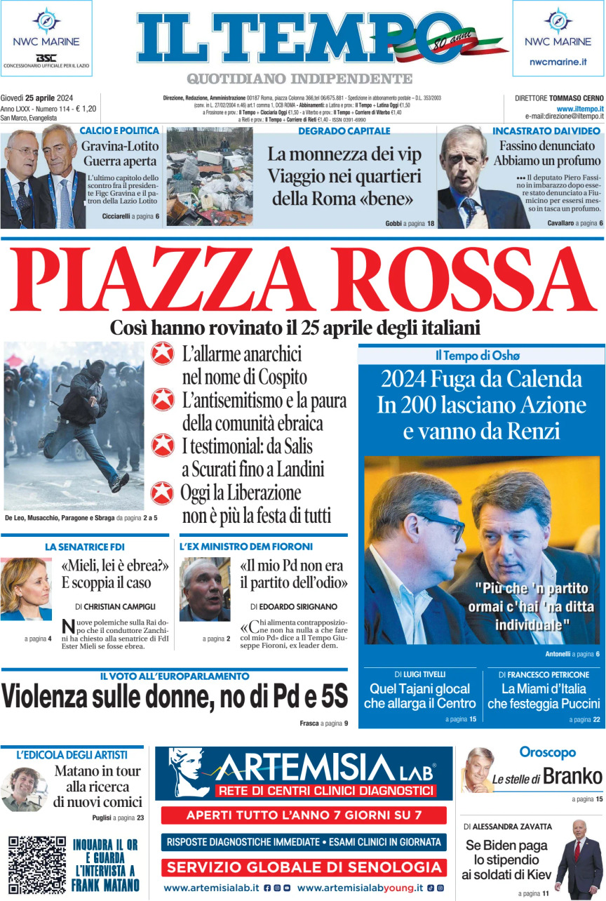 Il Tempo - Front Page - 04/25/2024