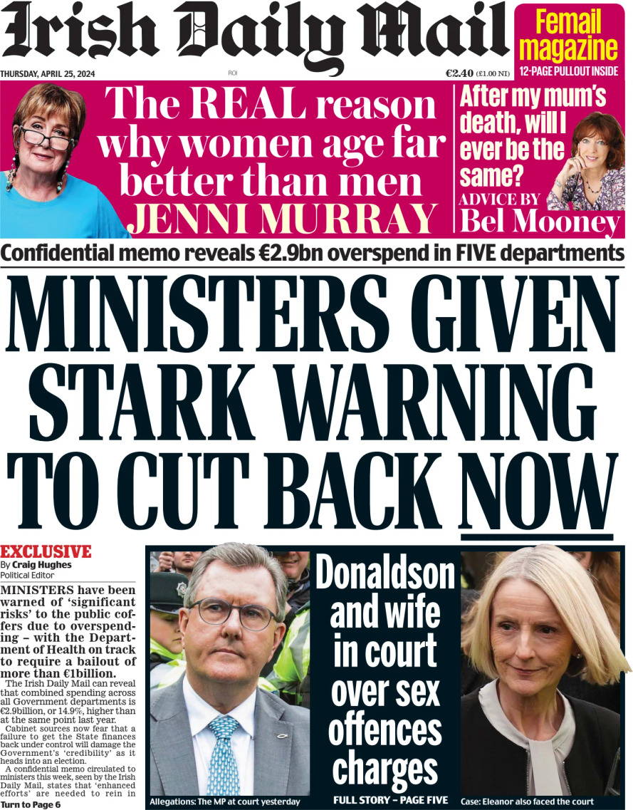Irish Daily Mail - Front Page - 04/25/2024