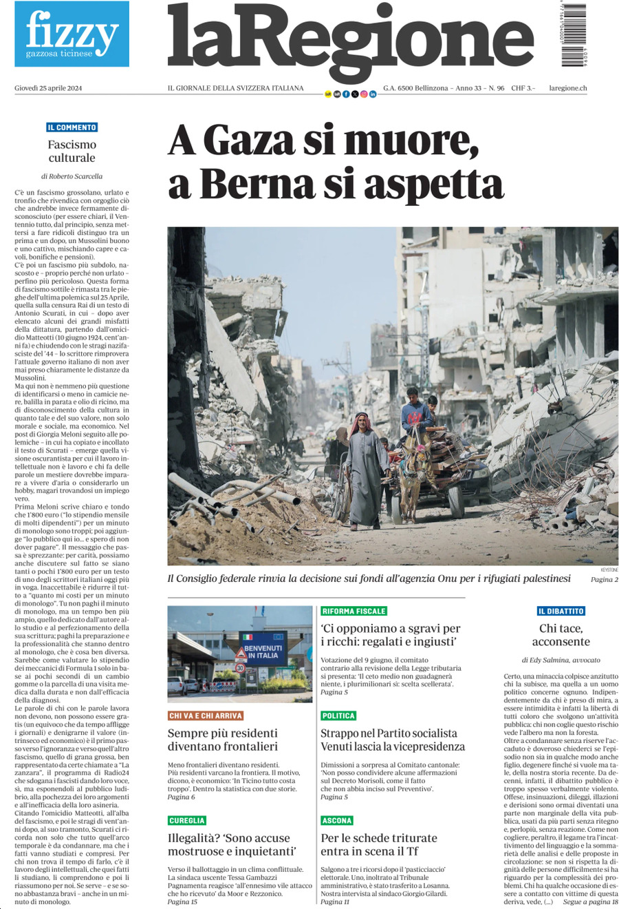 La Regione - Front Page - 04/25/2024