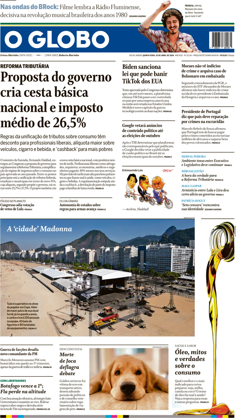 O Globo - Front Page - 04/25/2024