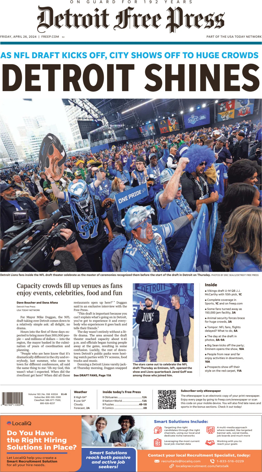 Detroit Free Press - Cover - 04/26/2024