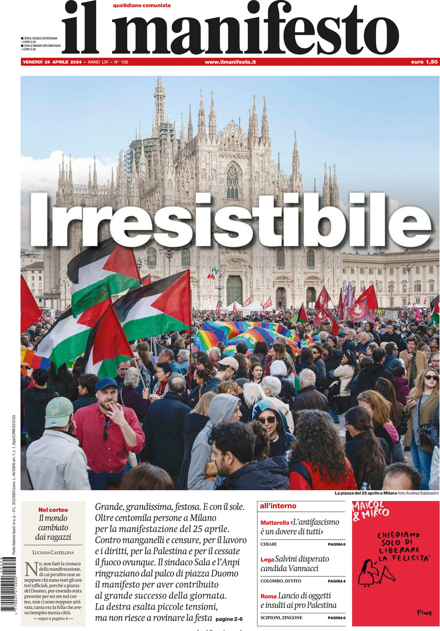 Il Manifesto - Front Page - 04/26/2024