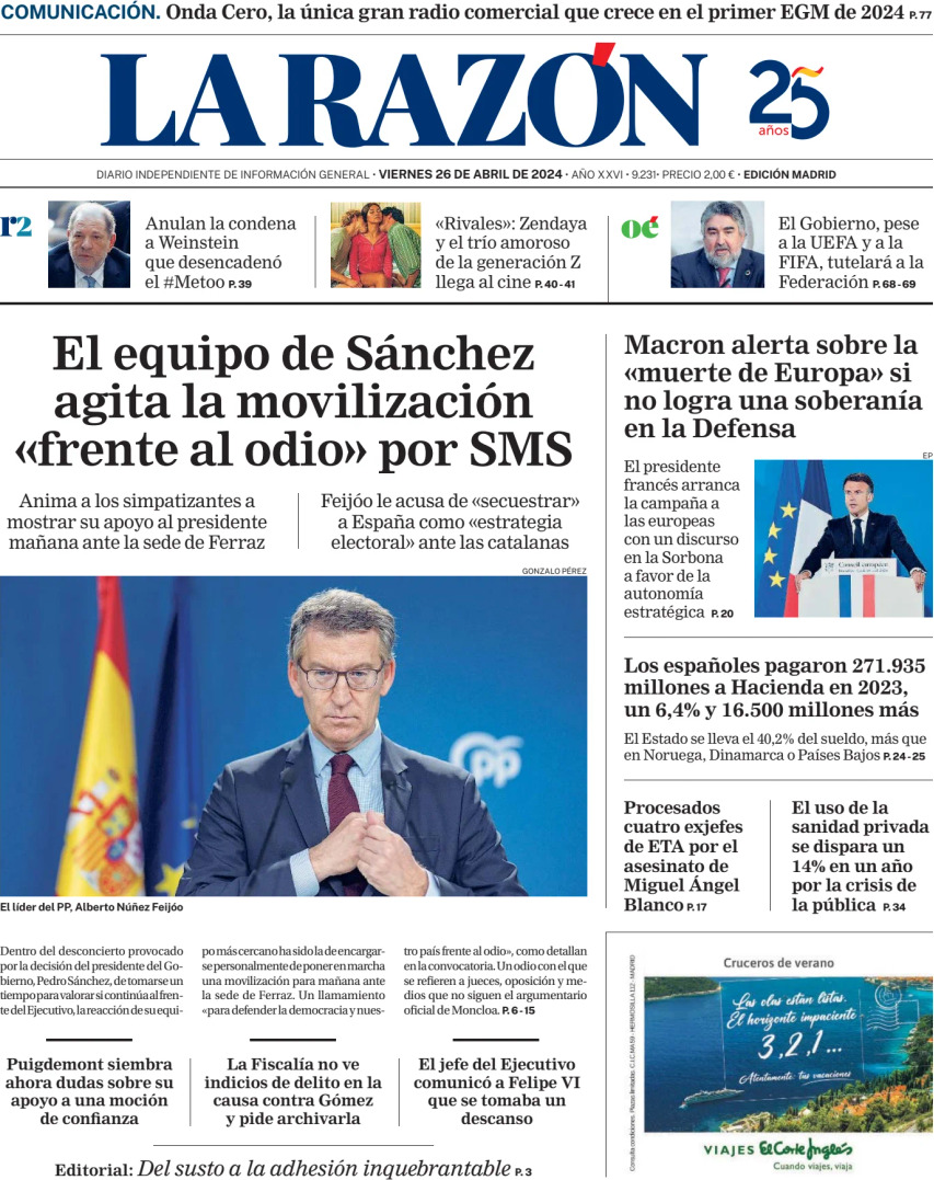 La Razón - Front Page - 04/26/2024