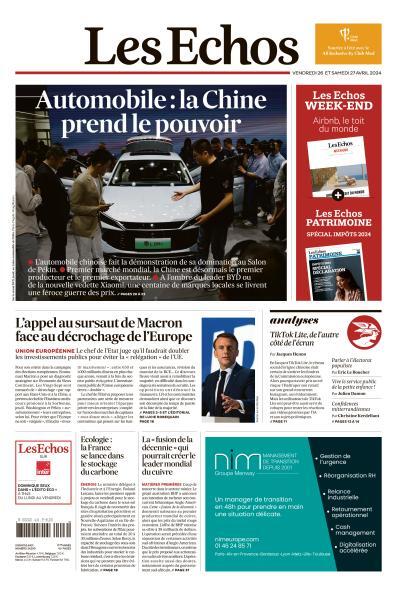 Les Échos - Front Page - 04/27/2024
