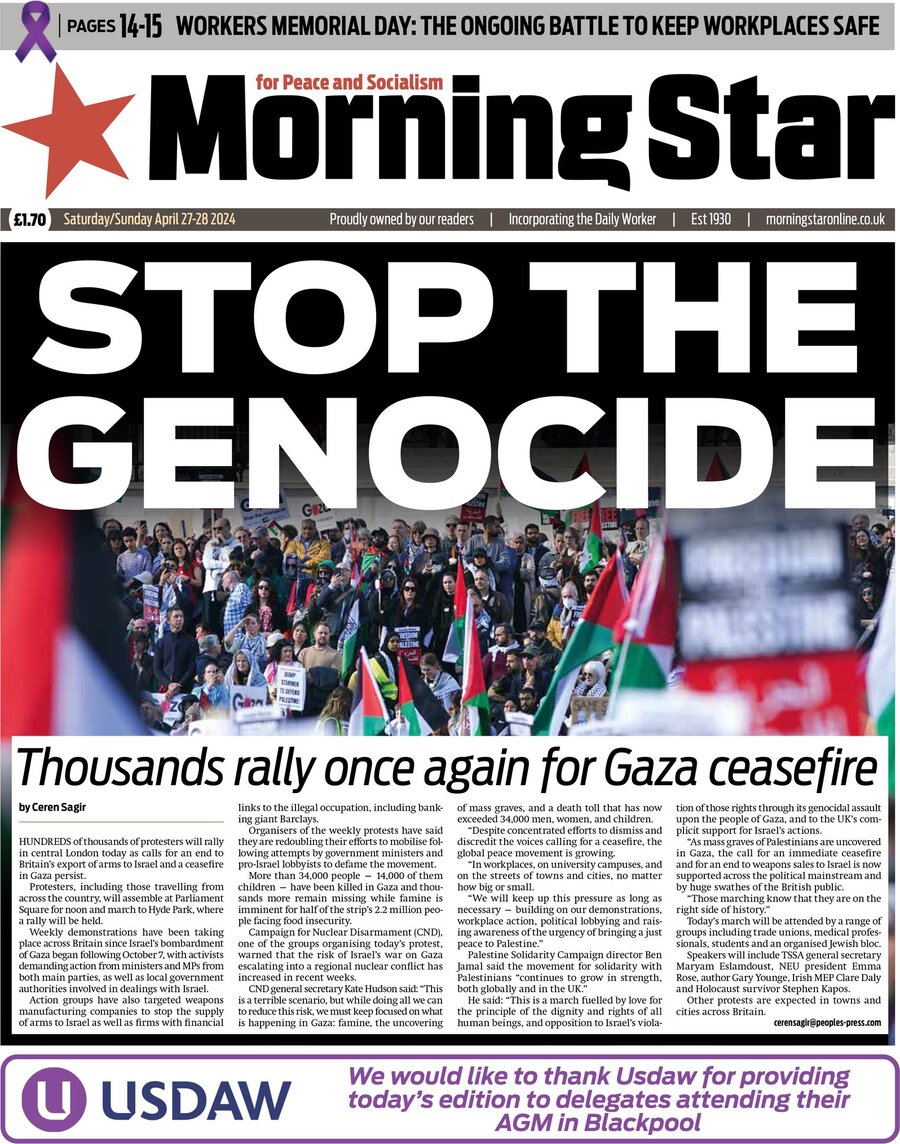 Morning Star - Front Page - 04/27/2024