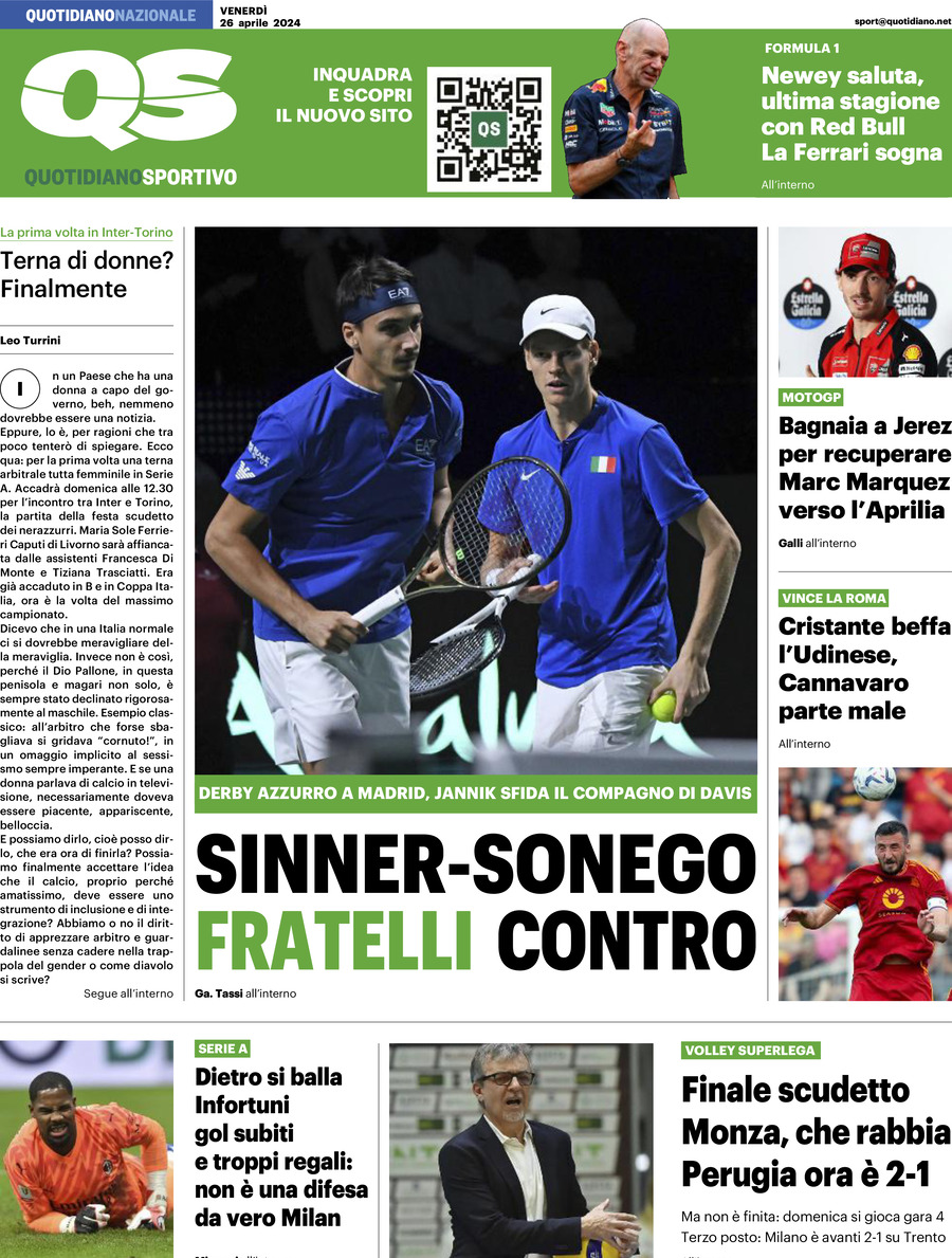 QS Quotidiano Sportivo - Front Page - 04/26/2024
