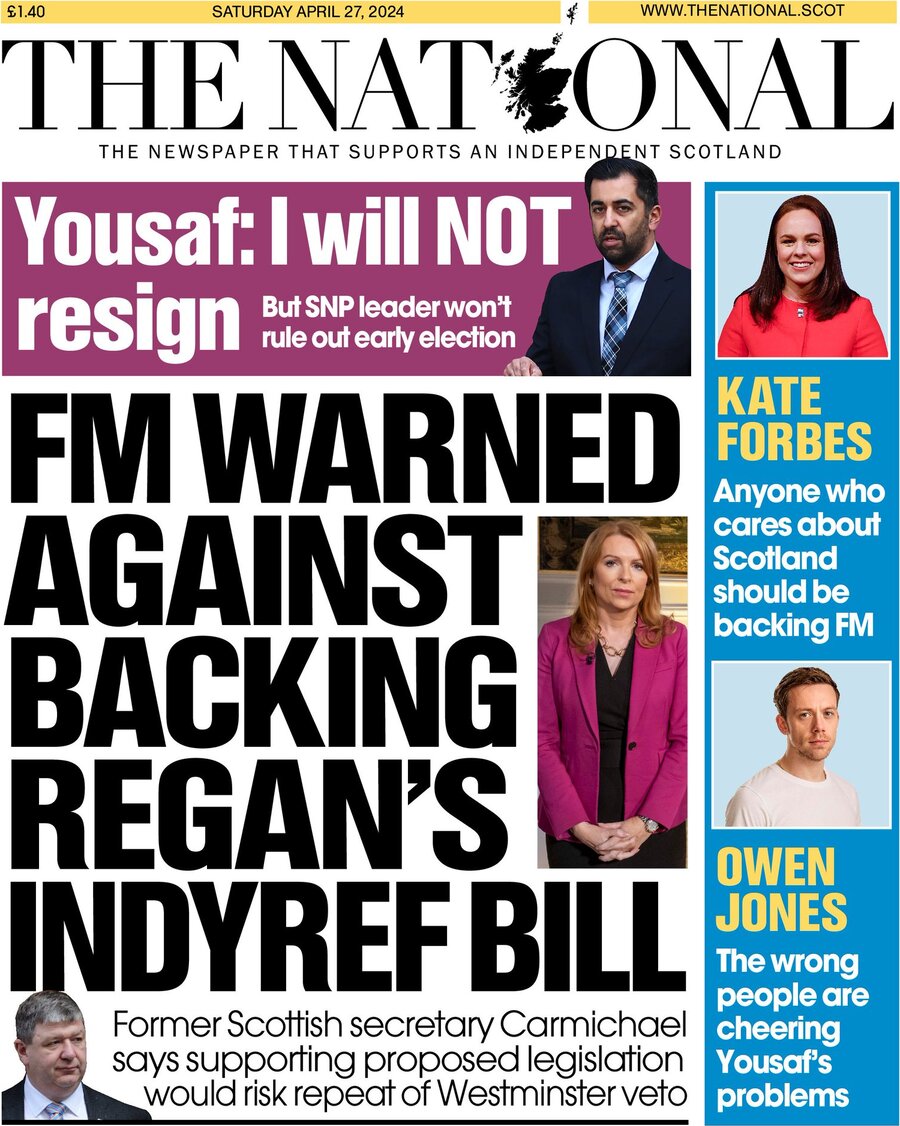 The National (Scotland) - Front Page - 04/27/2024
