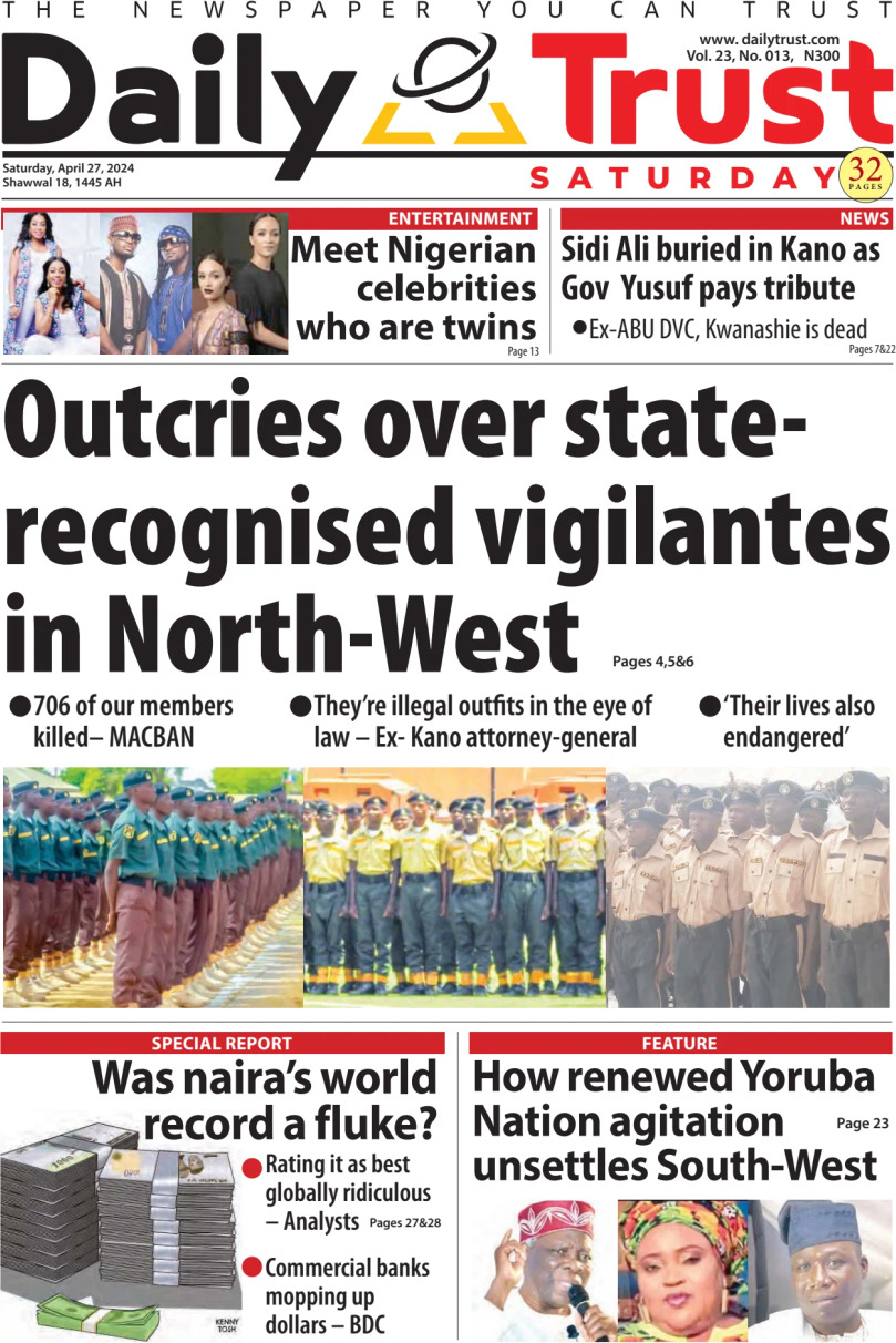 Daily Trust - Front Page - 04/27/2024