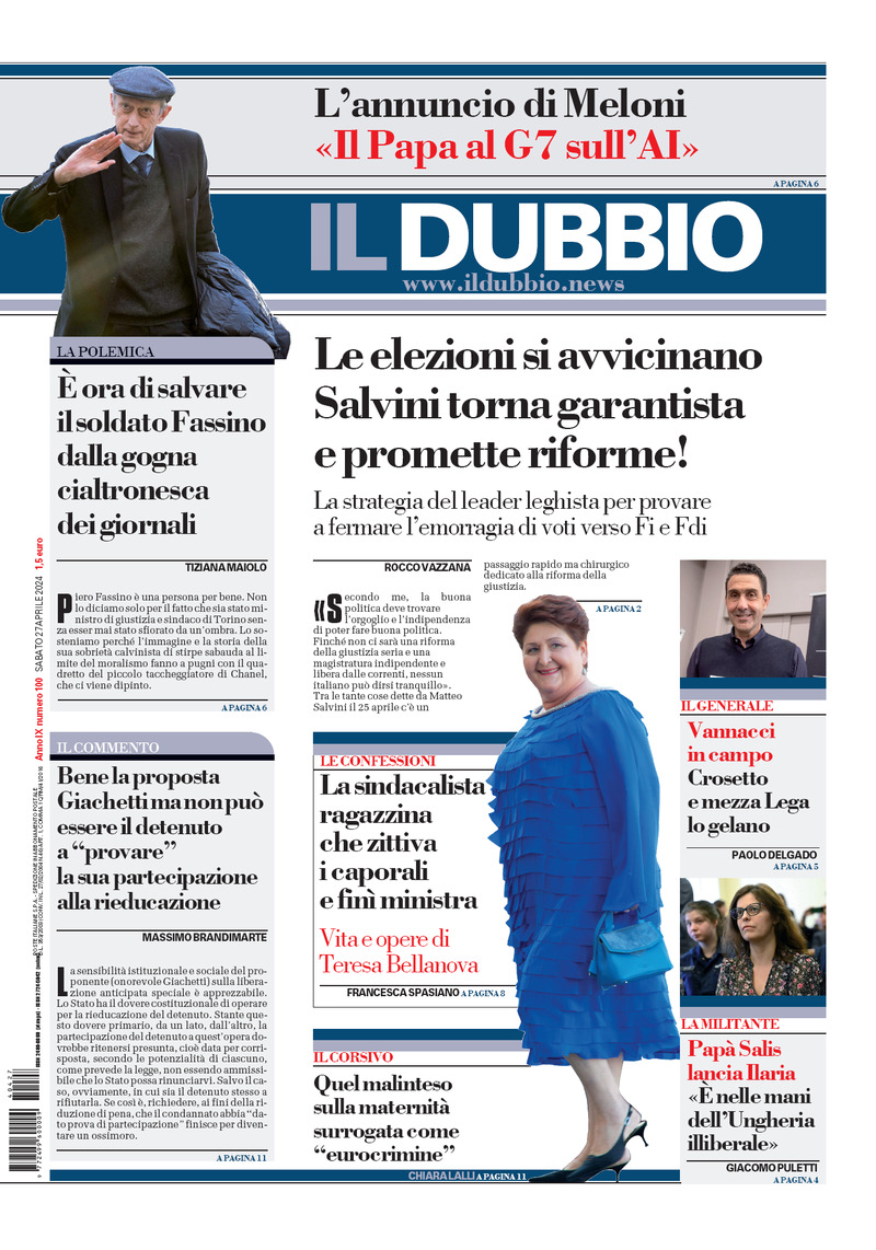 Il Dubbio - Front Page - 04/27/2024