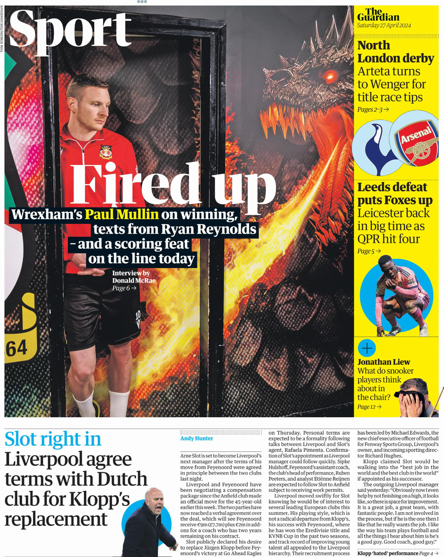 The Guardian SPORT - Front Page - 04/27/2024