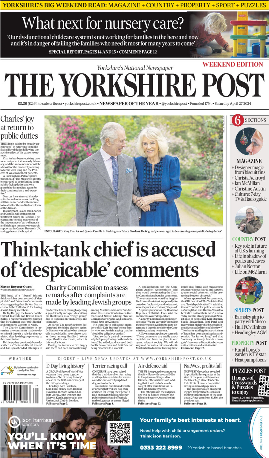 The Yorkshire Post - Front Page - 04/27/2024
