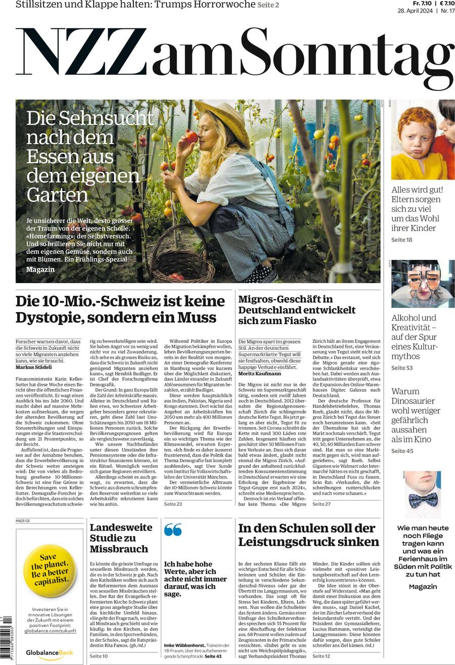 NZZ (Neue Zürcher Zeitung) - Front Page - 04/28/2024