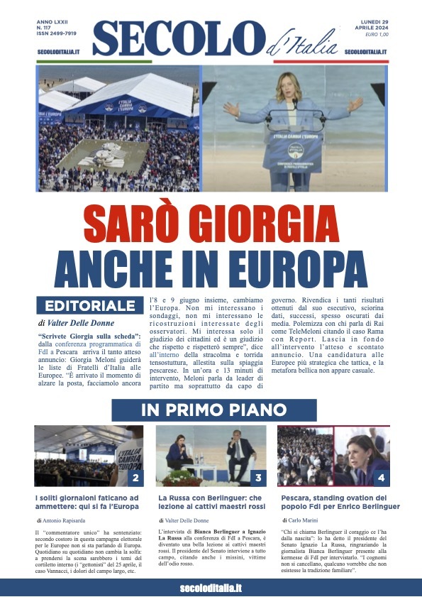 Secolo d'Italia - Front Page - 04/29/2024