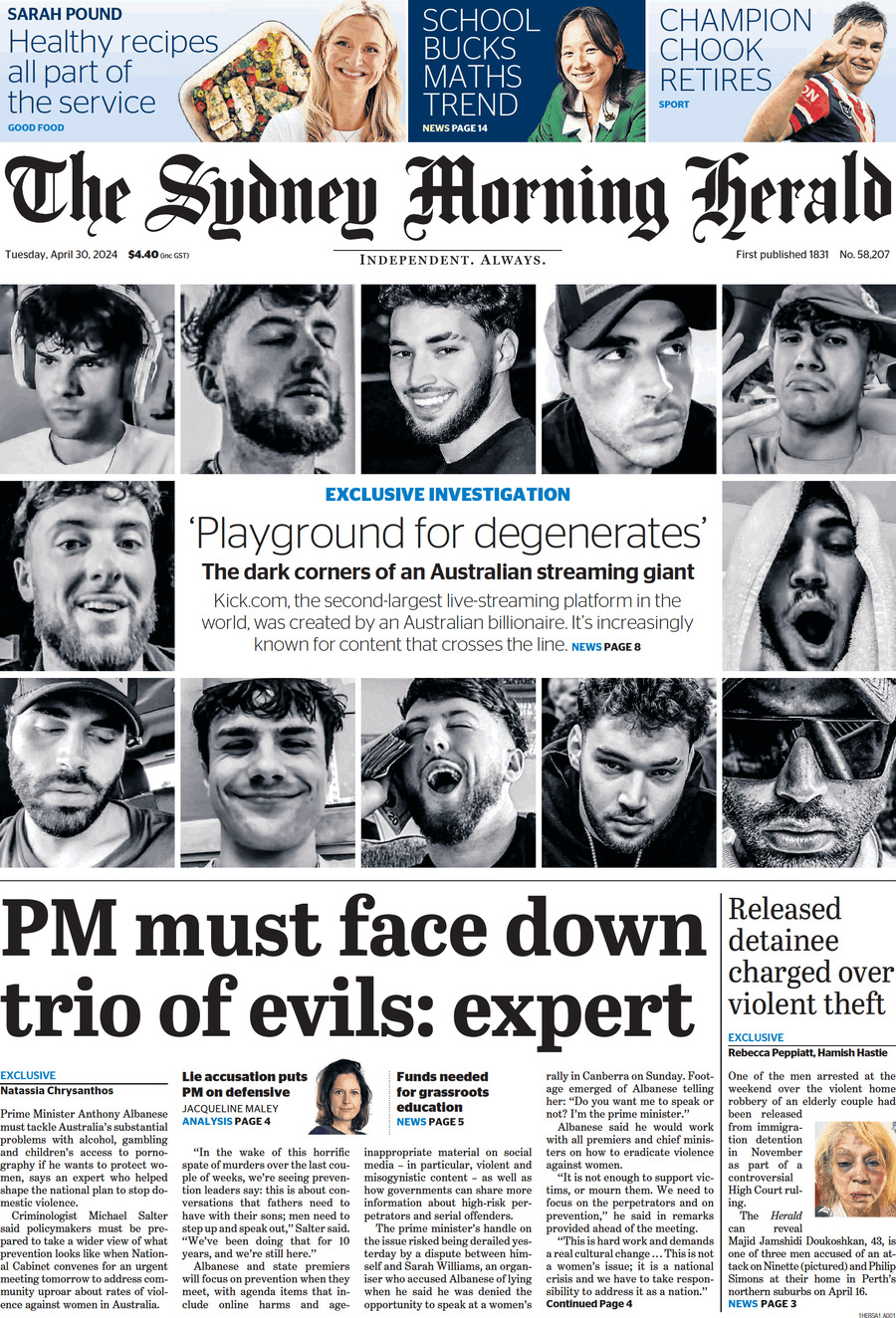 The Sydney Morning Herald - Front Page - 04/30/2024