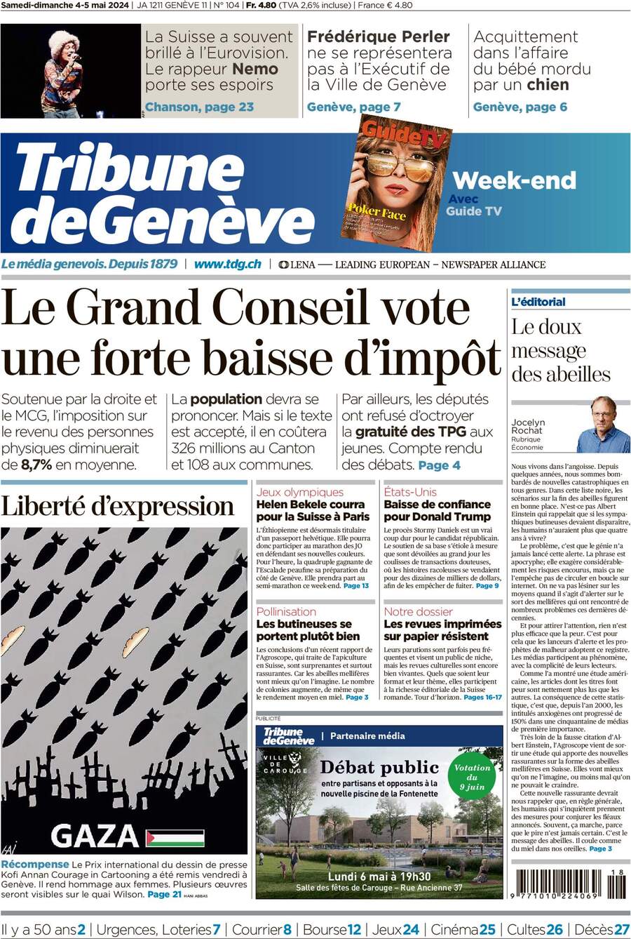 Tribune de Genève - Front Page - 05/04/2024