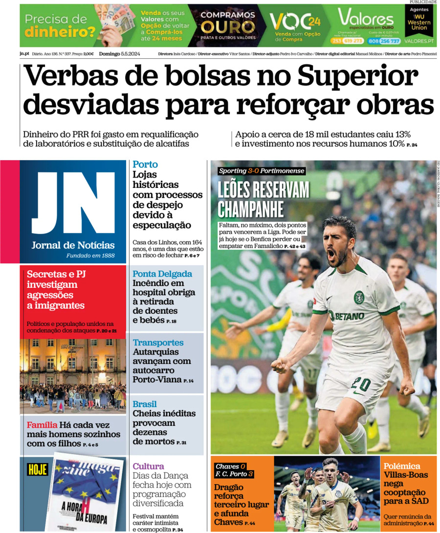 Jornal de Notícias - Front Page - 05/05/2024