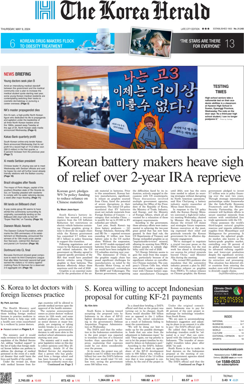 The Korea Herald - Front Page - 05/09/2024