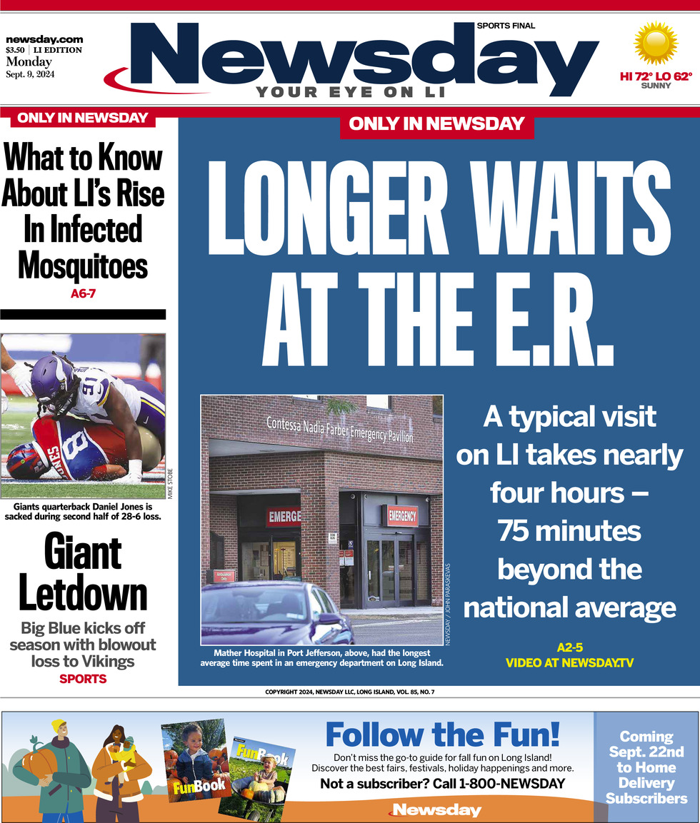 Newsday Today's Cover Paper Front Pages