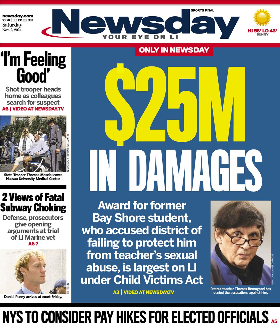 Newsday Today's Cover Paper Front Pages