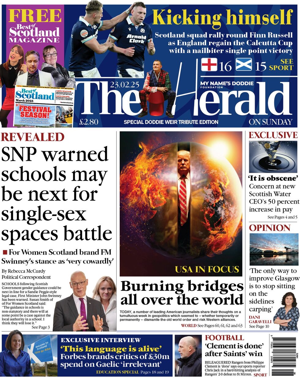 The herald scotland today s front page 23 02 2025