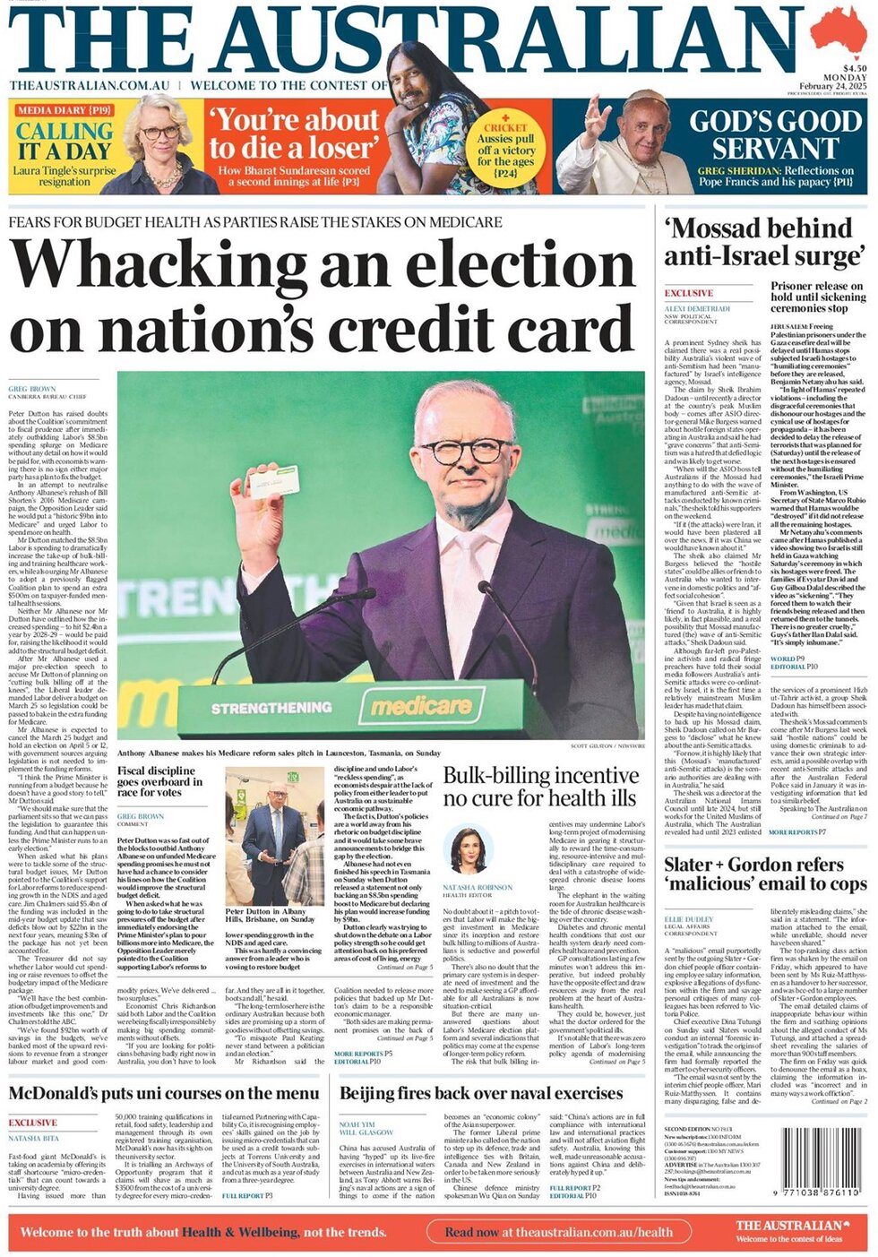 The Australian - Today's Front Page, 24/02/2025