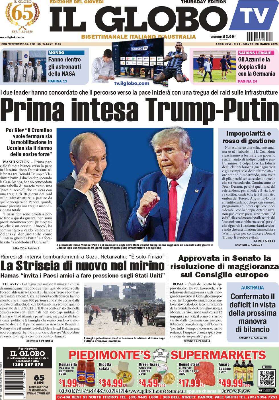 Il Globo - Cover - 03/20/2025