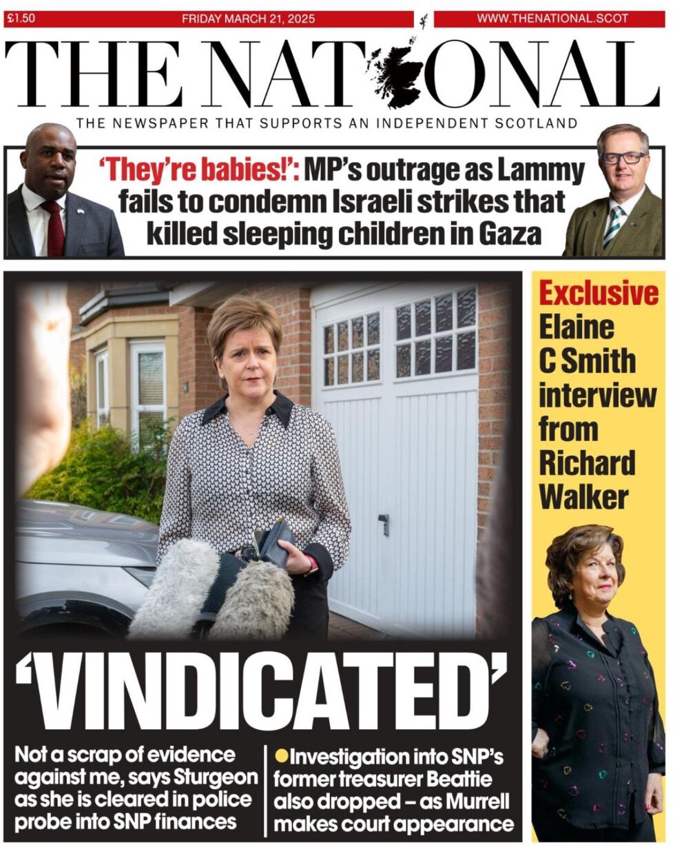 The national scotland today s front page 21 03 2025