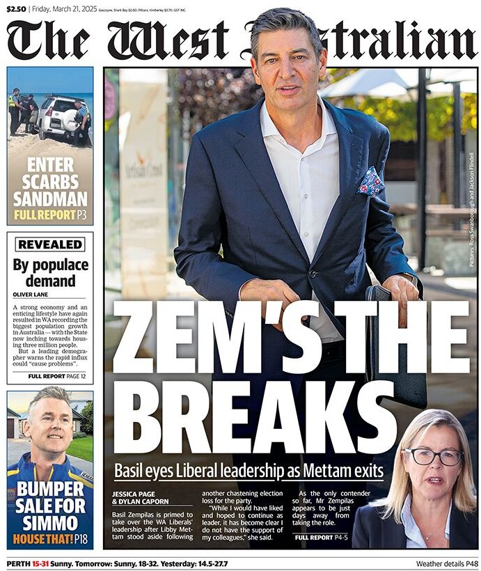 The West Australian - Front Page - 03/21/2025