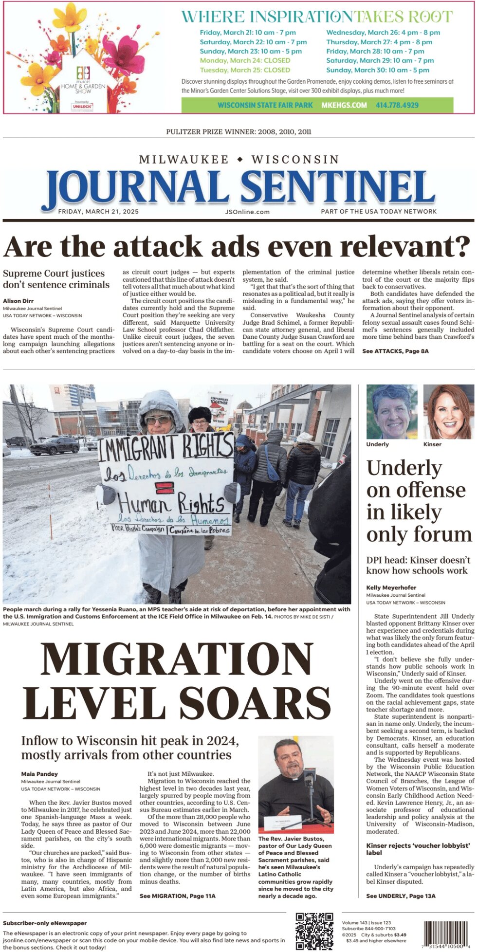 Milwaukee Journal Sentinel - Cover - 03/21/2025