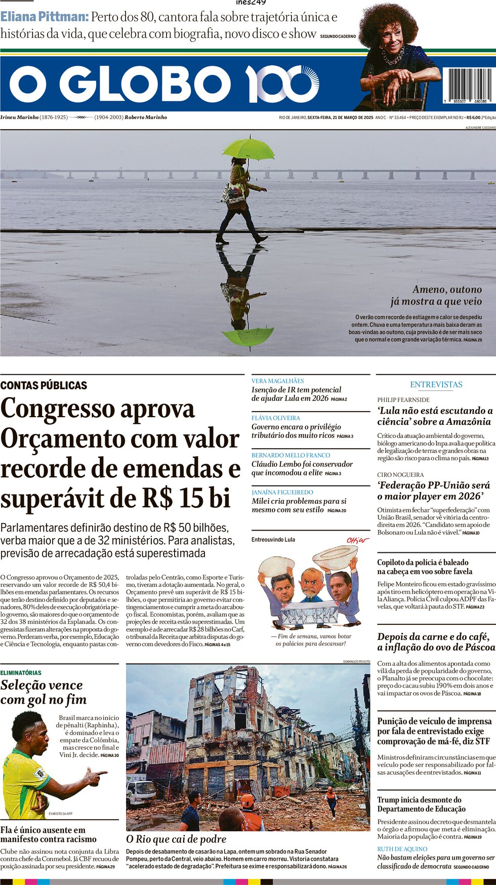 O Globo - Front Page - 03/21/2025