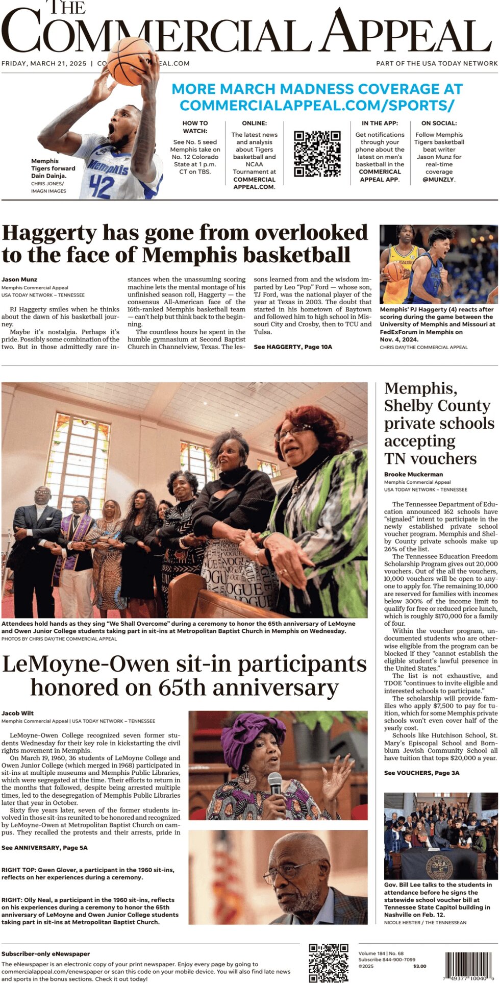 The Commercial Appeal - Cover - 03/21/2025