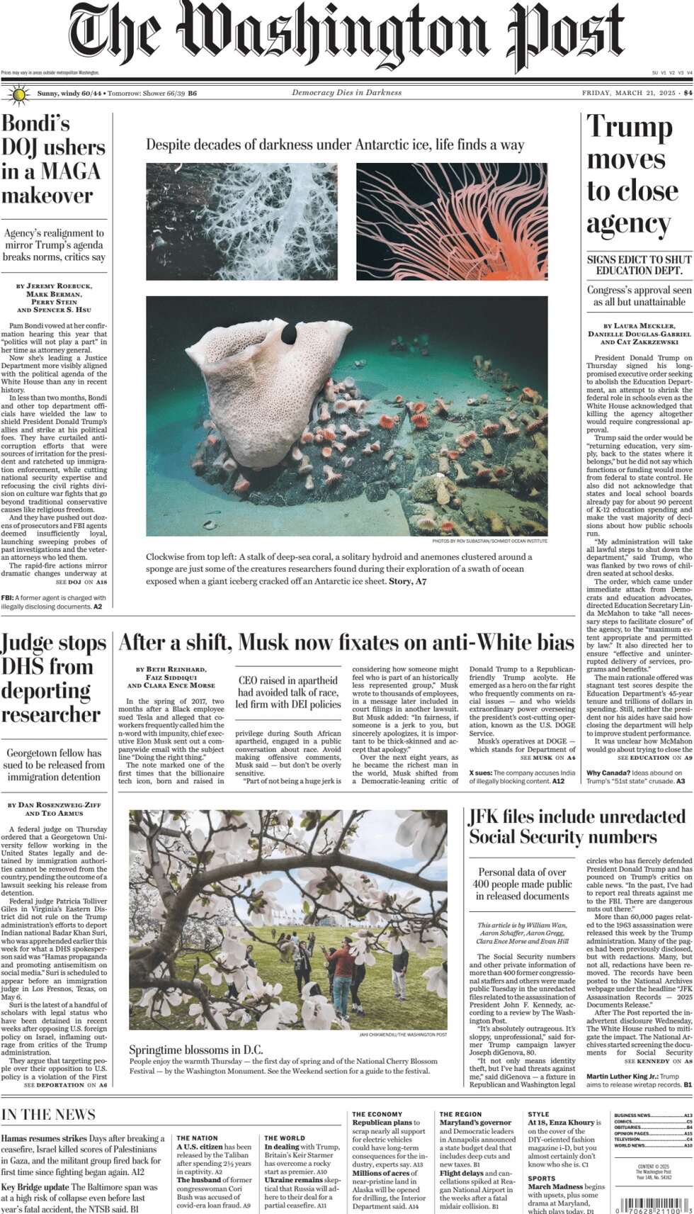 The Washington Post - Cover - 03/21/2025