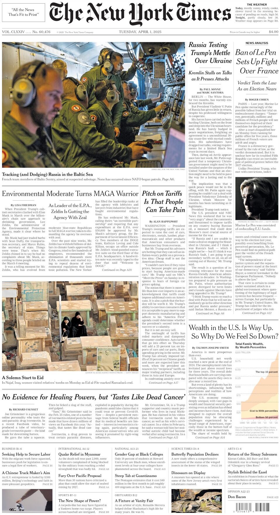 The New York Times - Today's Front Page, 01/04/2025