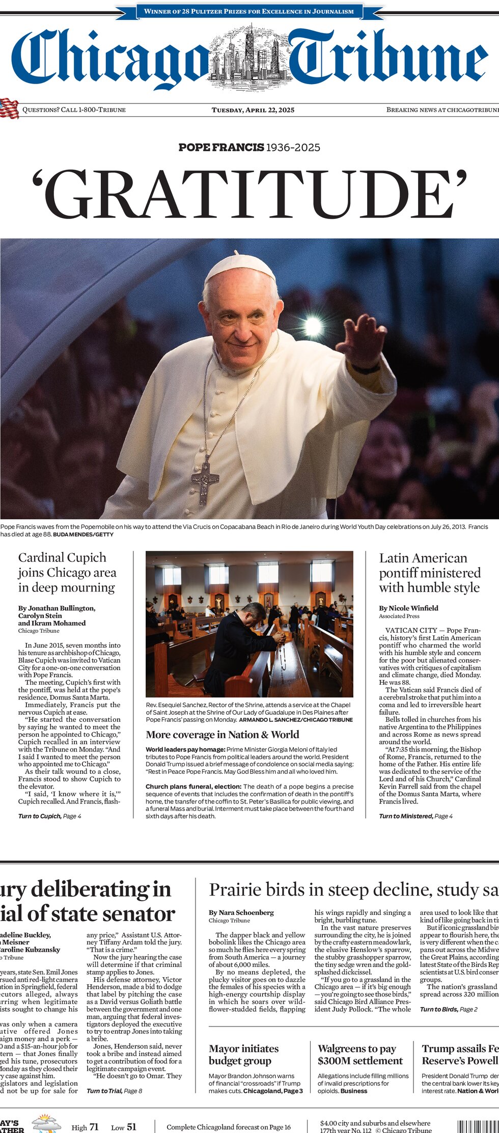 Chicago Tribune - Cover - 04/22/2025
