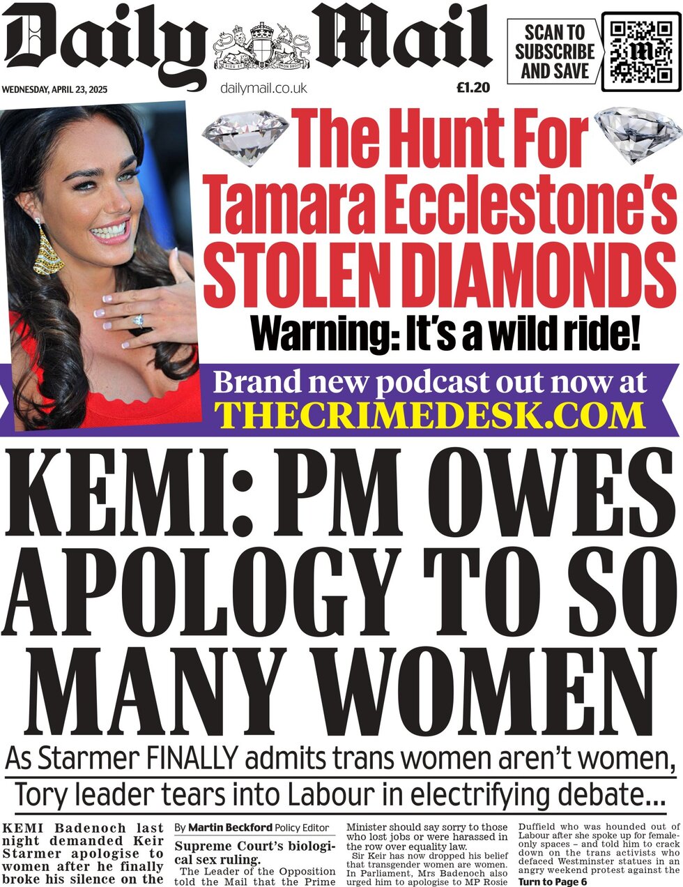 Daily Mail - Front Page - 04/23/2025