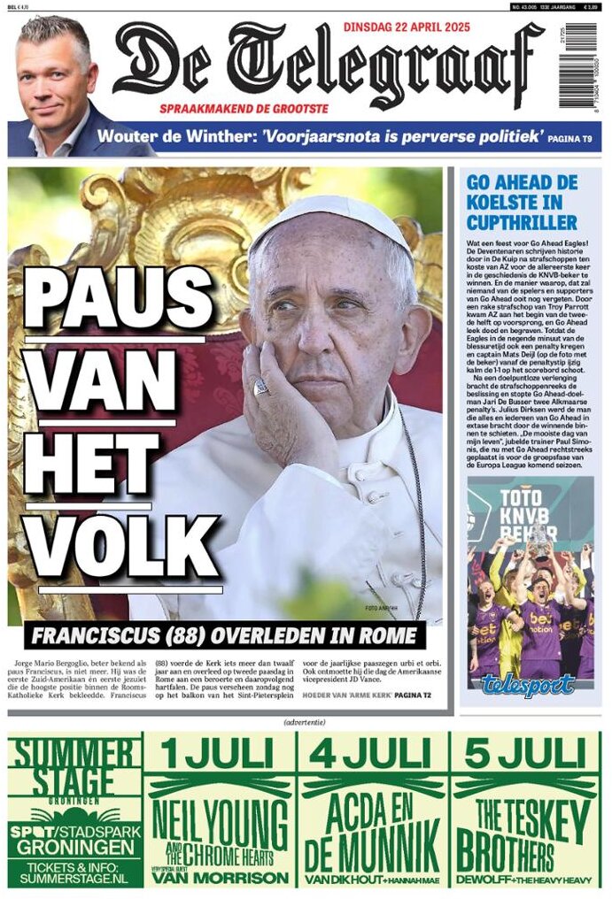 De Telegraaf - Front Page - 04/22/2025