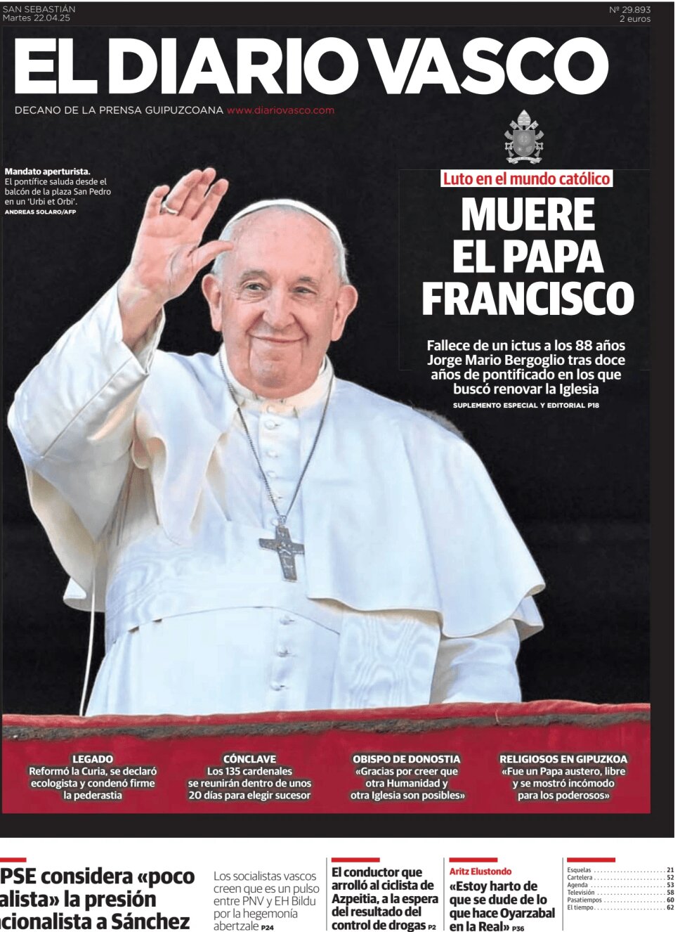 El Diario Vasco - Front Page - 04/22/2025