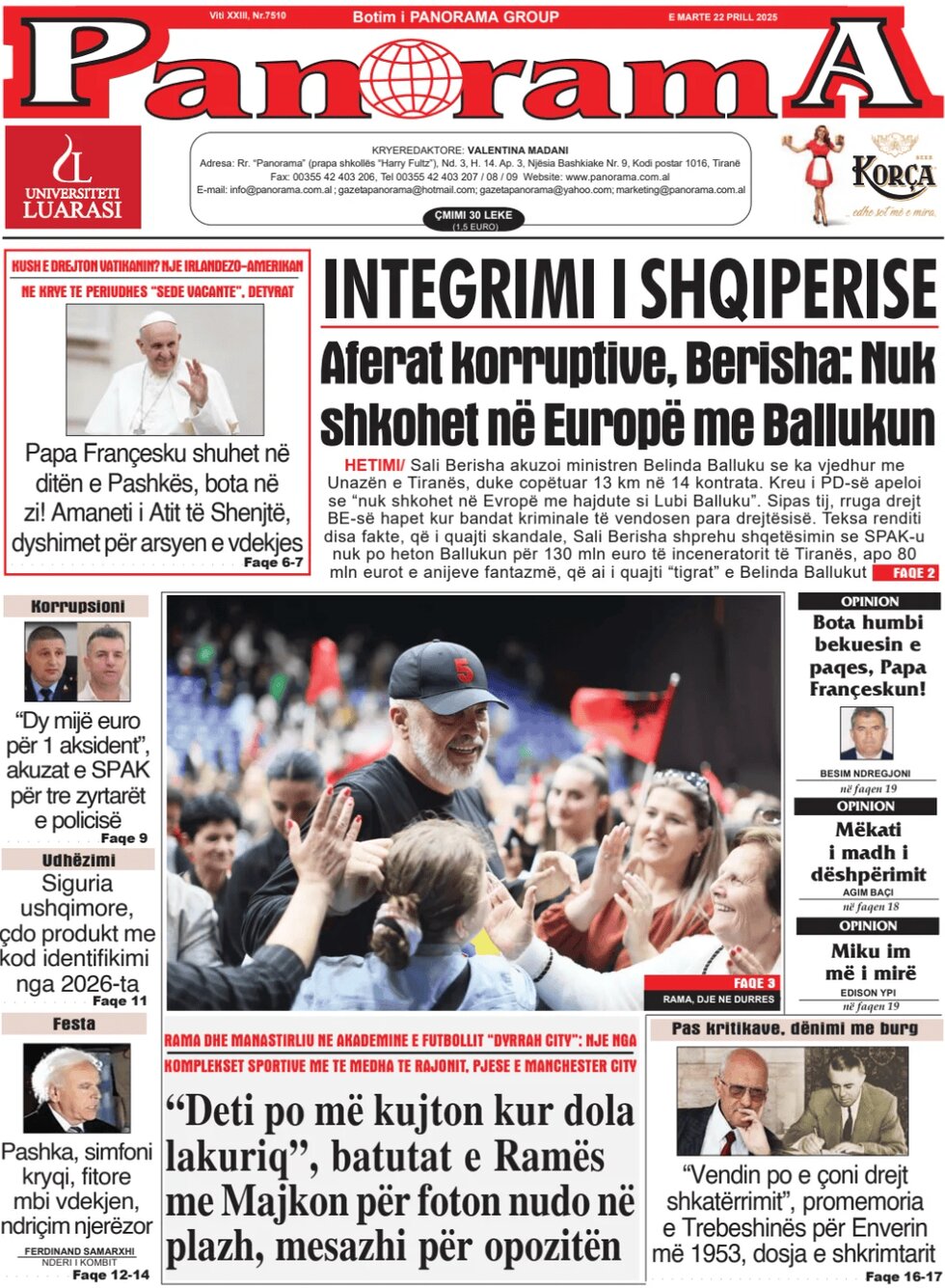 Gazeta Panorama - Front Page - 04/22/2025