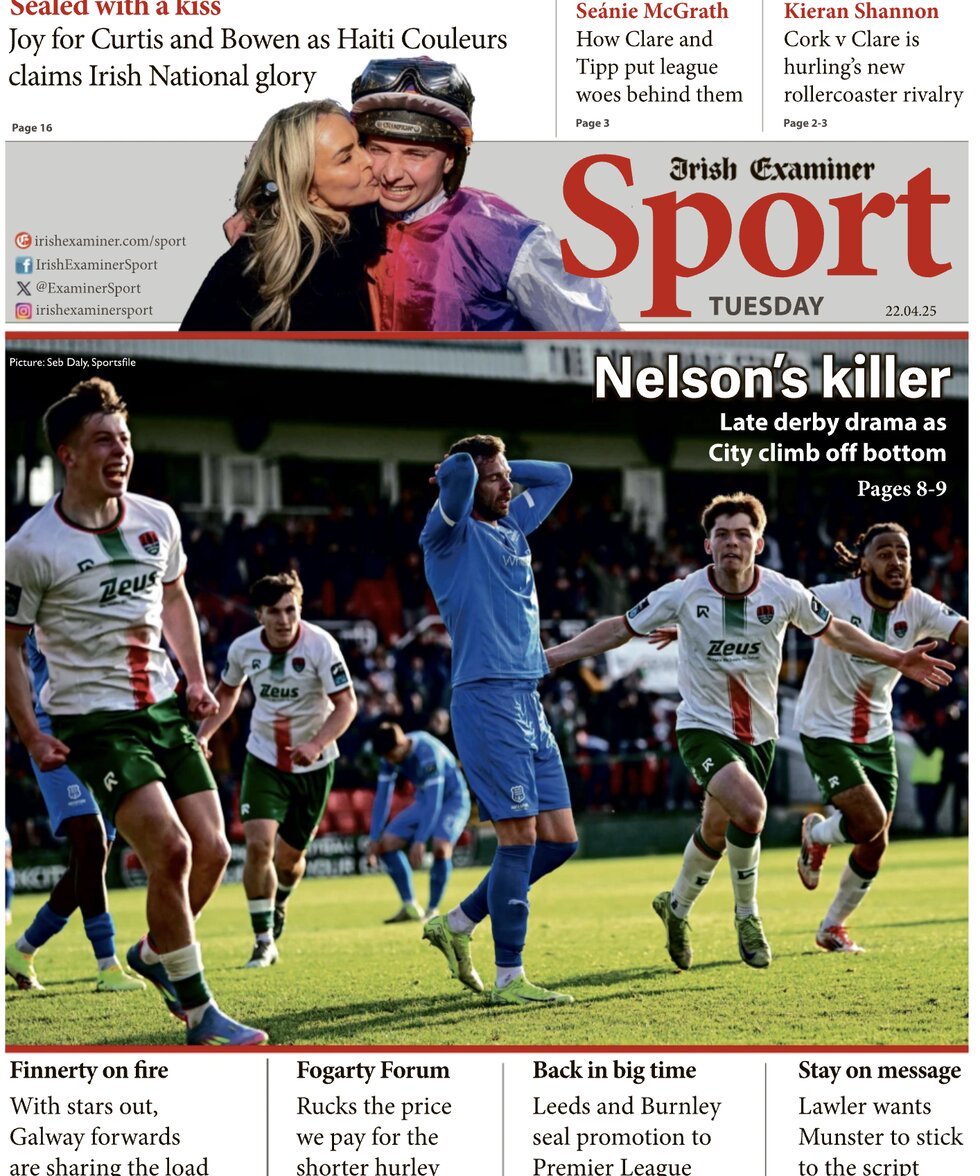 Irish Examiner Sport - Front Page - 04/22/2025