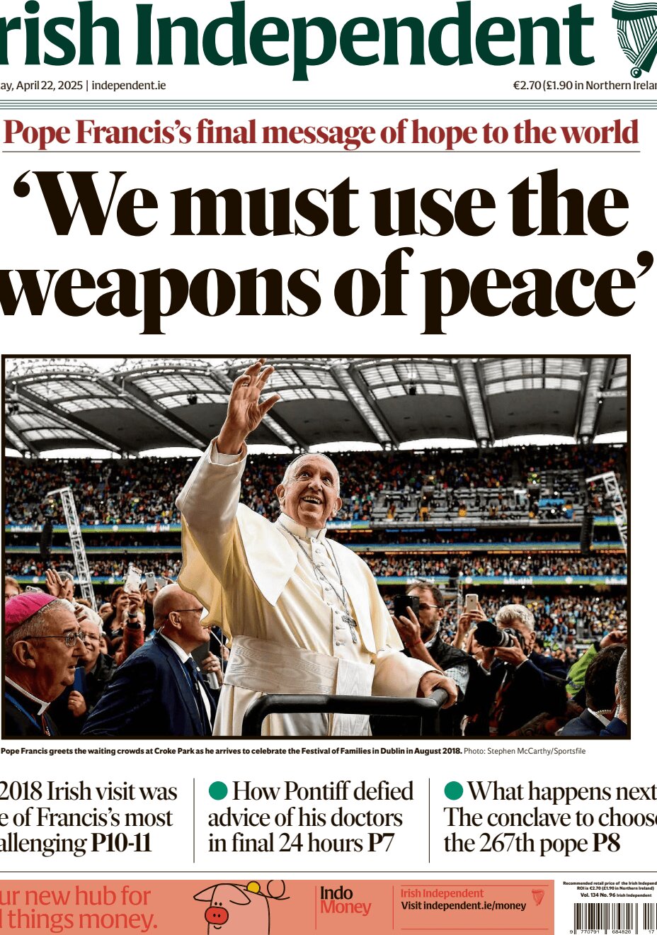 Irish Independent - Front Page - 04/22/2025