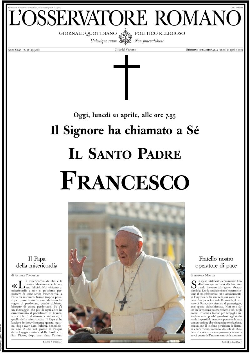 L'Osservatore Romano - Front Page - 04/22/2025