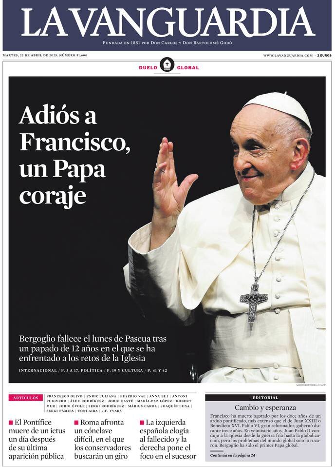 La Vanguardia - Front Page - 04/22/2025