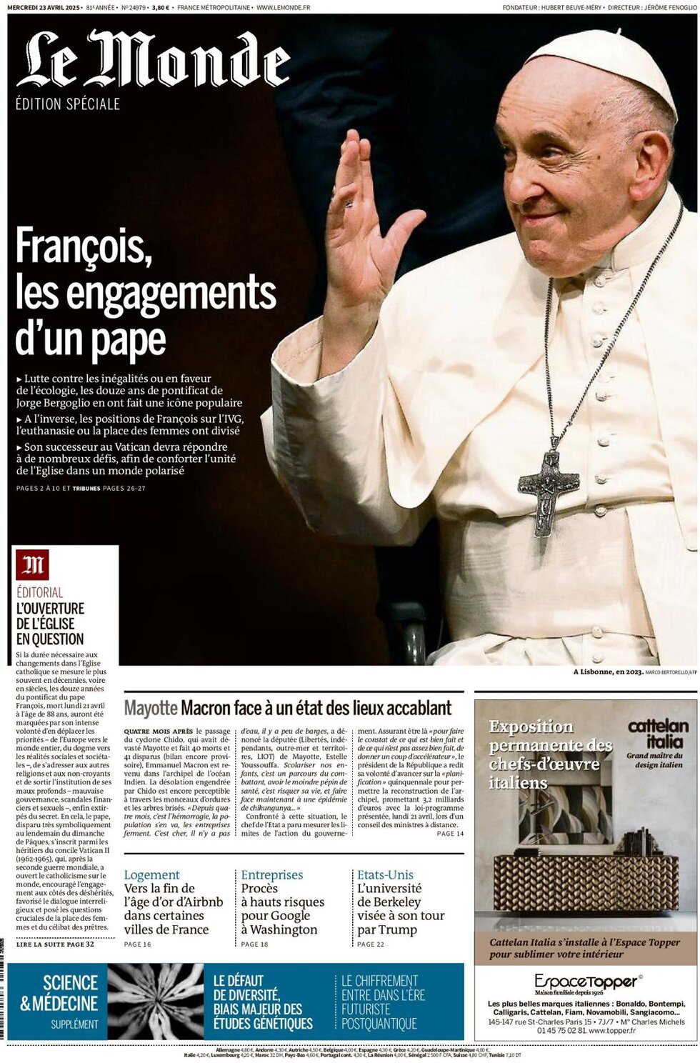 Le Monde - Front Page - 04/23/2025