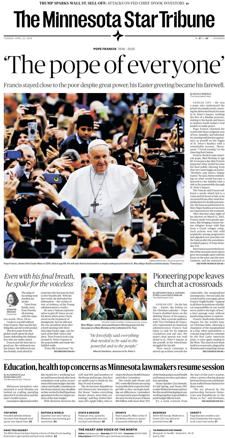 The Minnesota Star Tribune - Cover - 04/22/2025