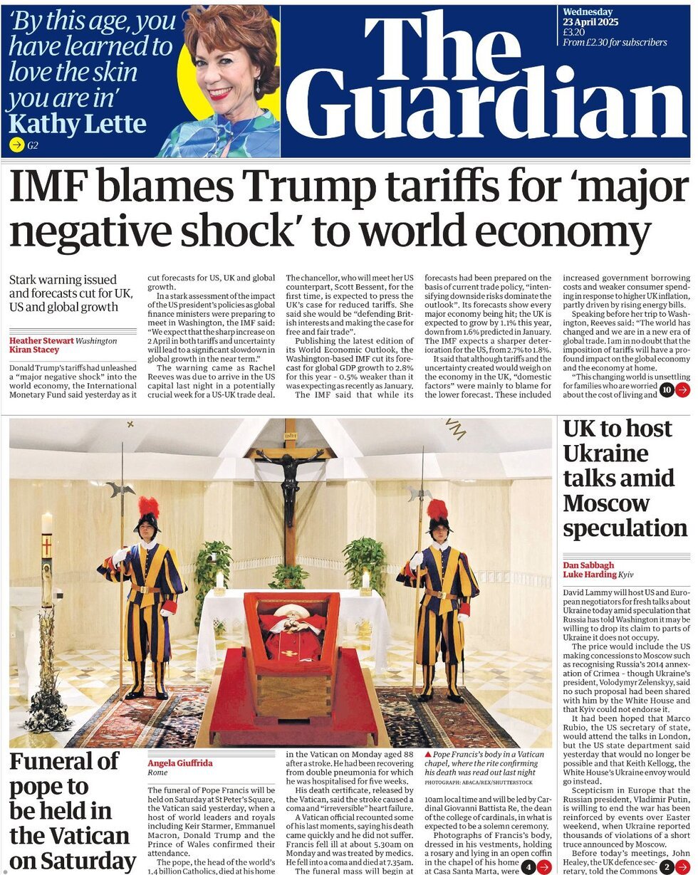 The Guardian - Front Page - 04/23/2025
