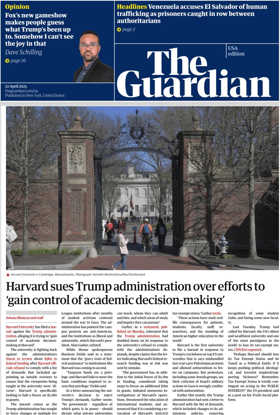 The Guardian US - Cover - 04/22/2025