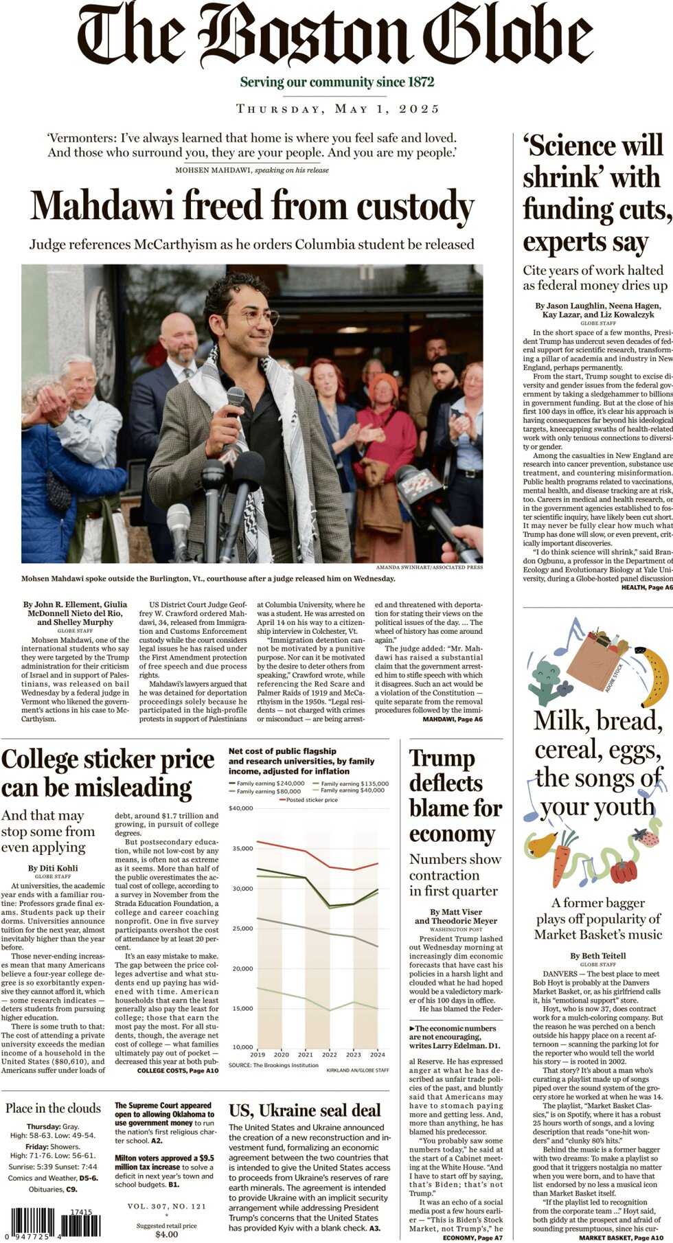 The Boston Globe - Cover - 05/01/2025