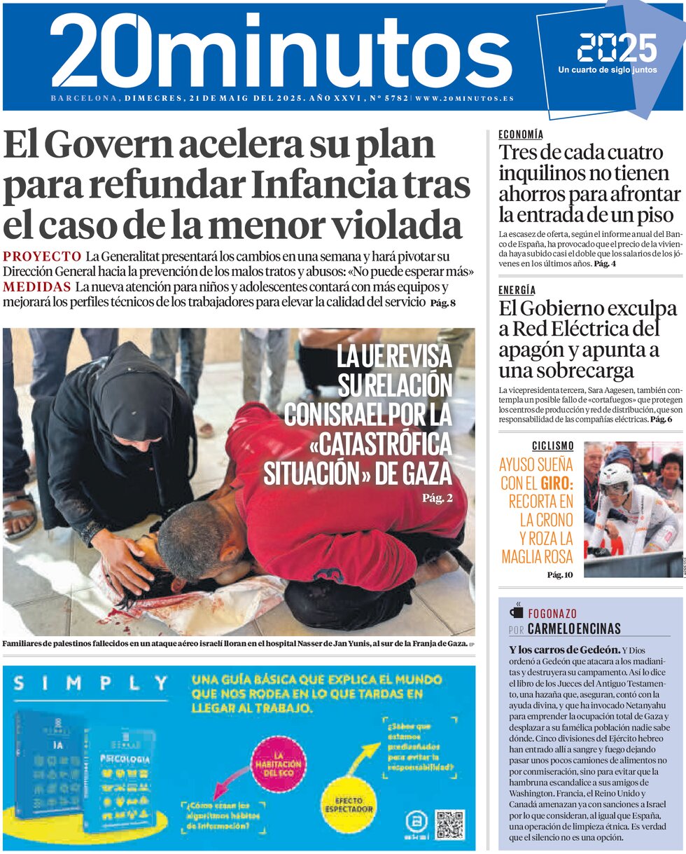 20 minutos (Barcelona) - Front Page - 05/21/2025